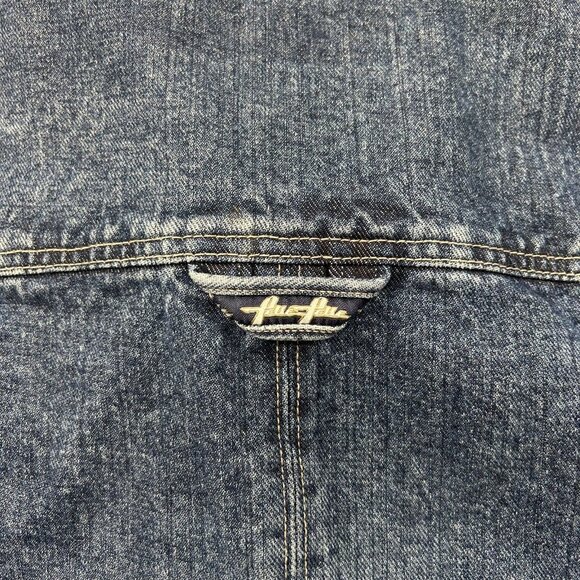 Vintage Pelle Pelle Jacket Mens XL Denim Jean Mark Buchanan Coat y2k Hip Hop Rap - Picture 6 of 13